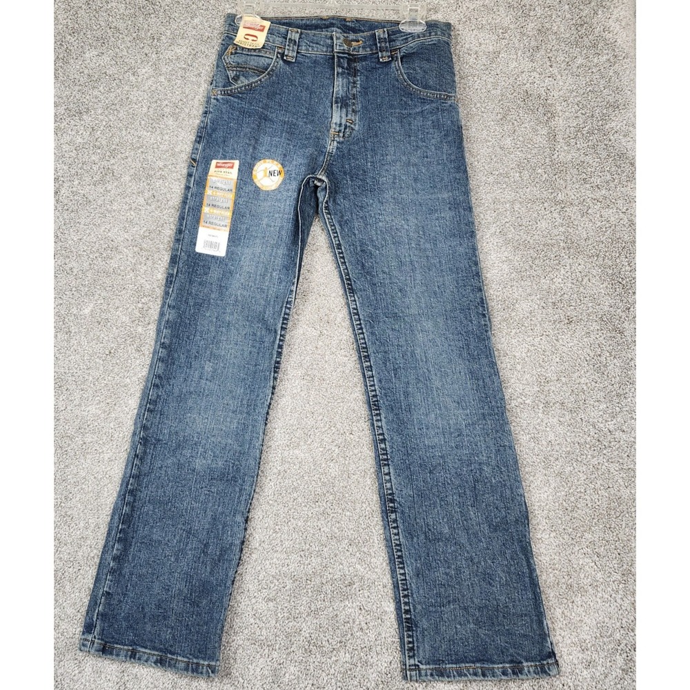 Wrangler Boy's Jean Five Star Straight Size 14 Regular Blue 4 Way Flex NWT